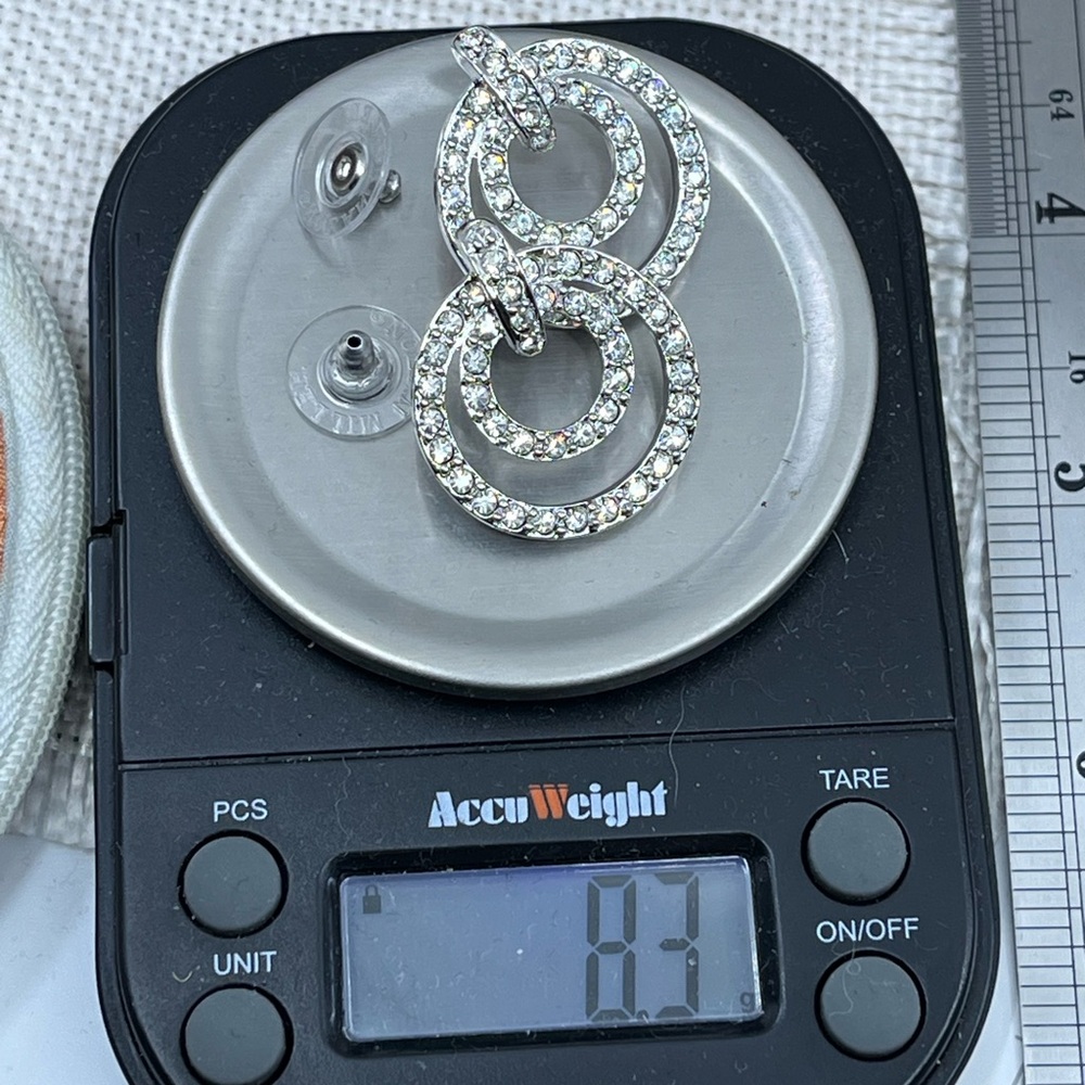 Nolan Miller Glamour Collection Pave Triple Circle Earrings w/ Box and Cert - Picture 16 of 17